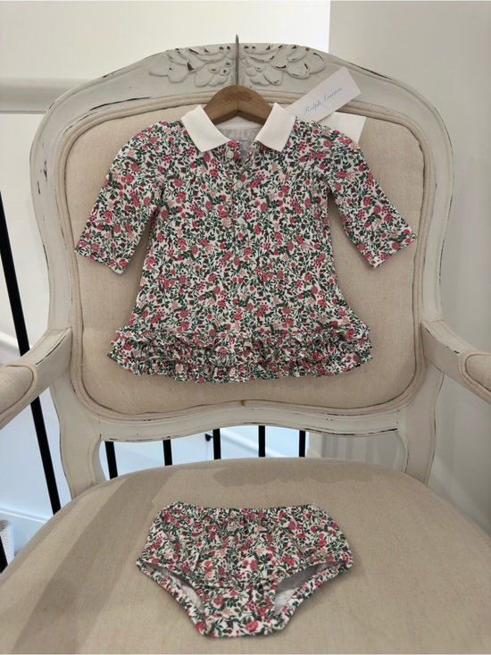 Ralph Lauren Other - 🦢 3 Mth Ralph Lauren 100% Cotton Floral Ruffle Polo Baby Dress with Bloomers NWT
